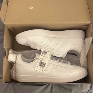 NWT and box Adidas Grand Court 2.0 Women's White and Gold Sneakers
